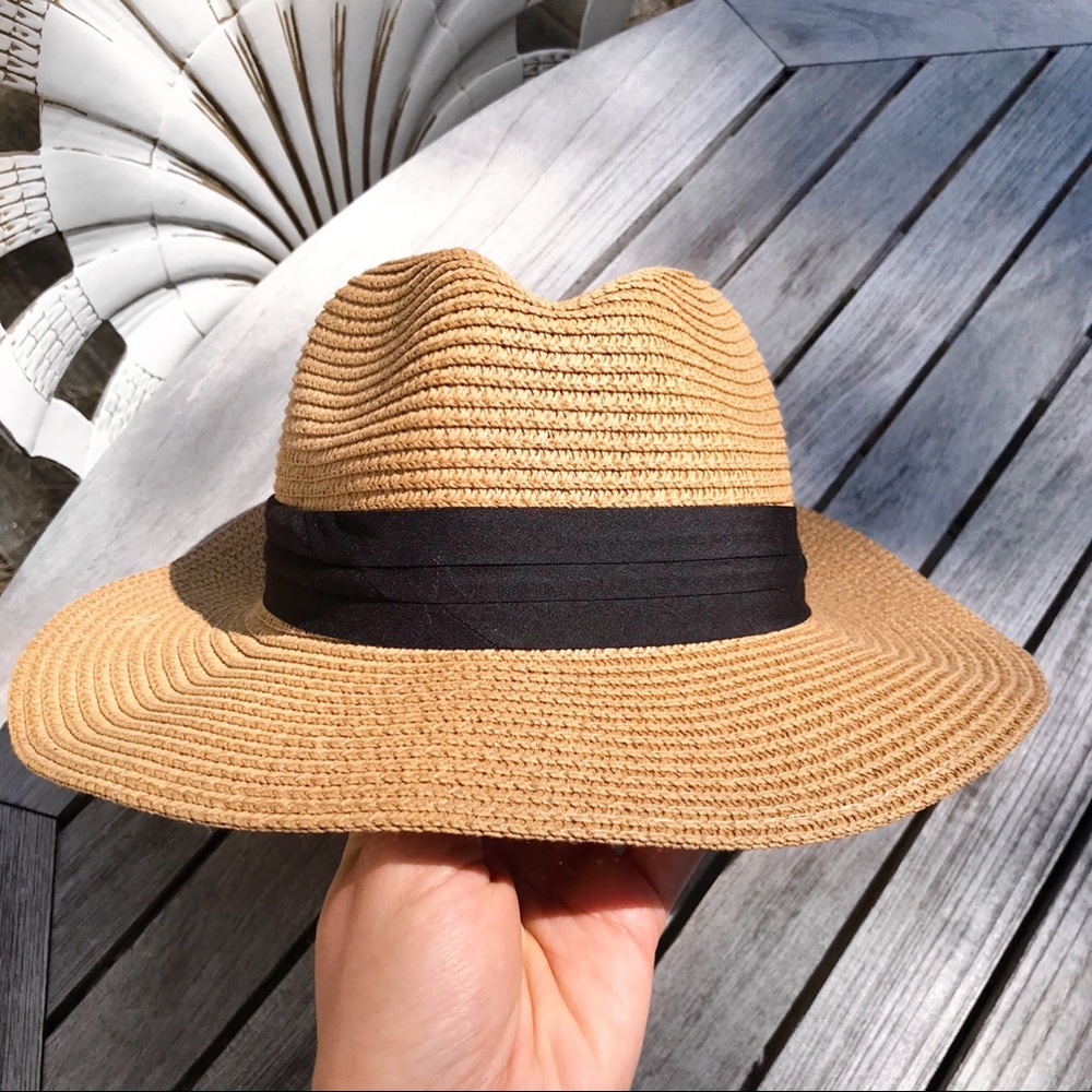 Stylish Tan Fedora Hat with Black Band